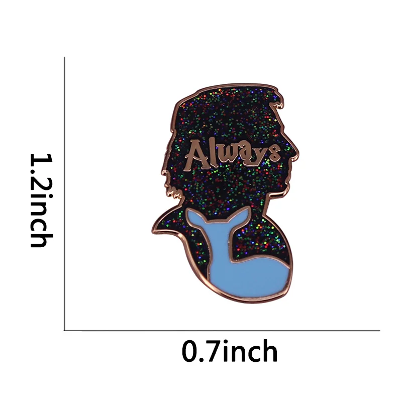 용감 남자 세베루스 스네이프 반짝이 에나멜 핀, 마법 세계 배지, 모든 시간 후 항상