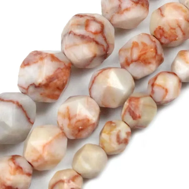 

Natural Red Network Zebra Stripes Stone Loose Spacer Beads for Jewelry Making Charm Bracelet DIY Necklace Accessories 6-10mm