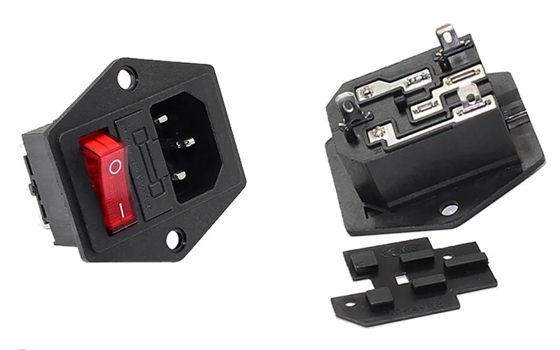 3 Pin IEC320 C14 C15 Steckdose LED 250 V Wippschalter Messing 10A Sicherung Weiblich Männlich Einlass Stecker Pin stecker Computer Halterung – Detail 3
