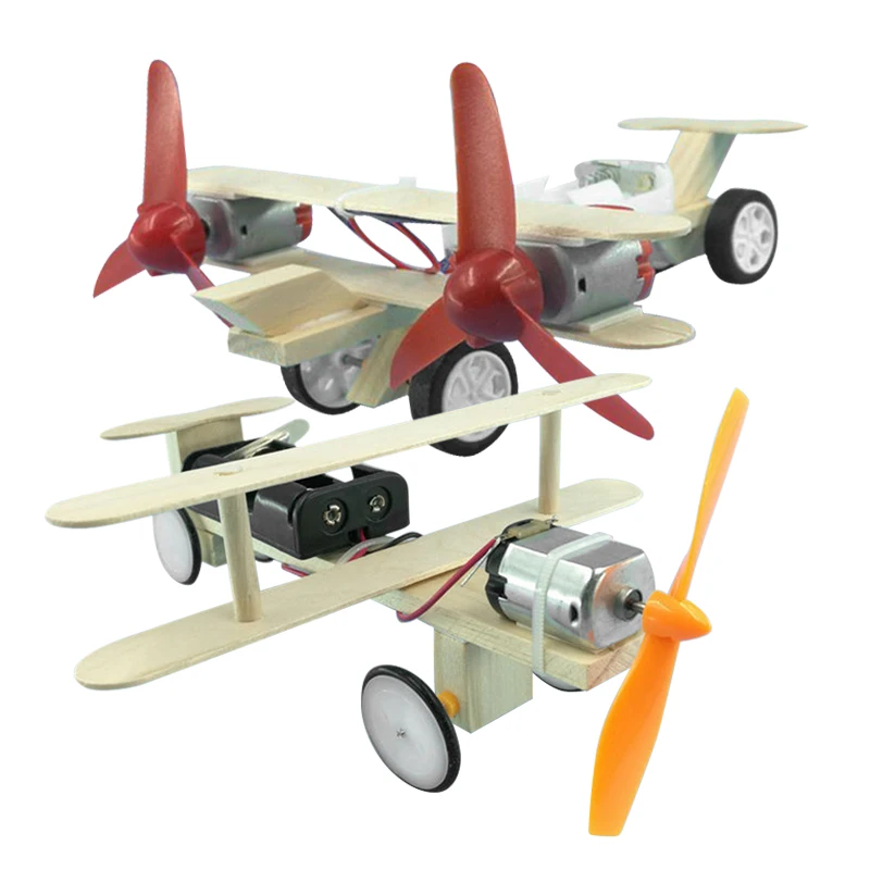 Kid Assembling Electric Toy Electric Handmade Taxiing Airplane Model Blocks Toy Educational Experiment Toys