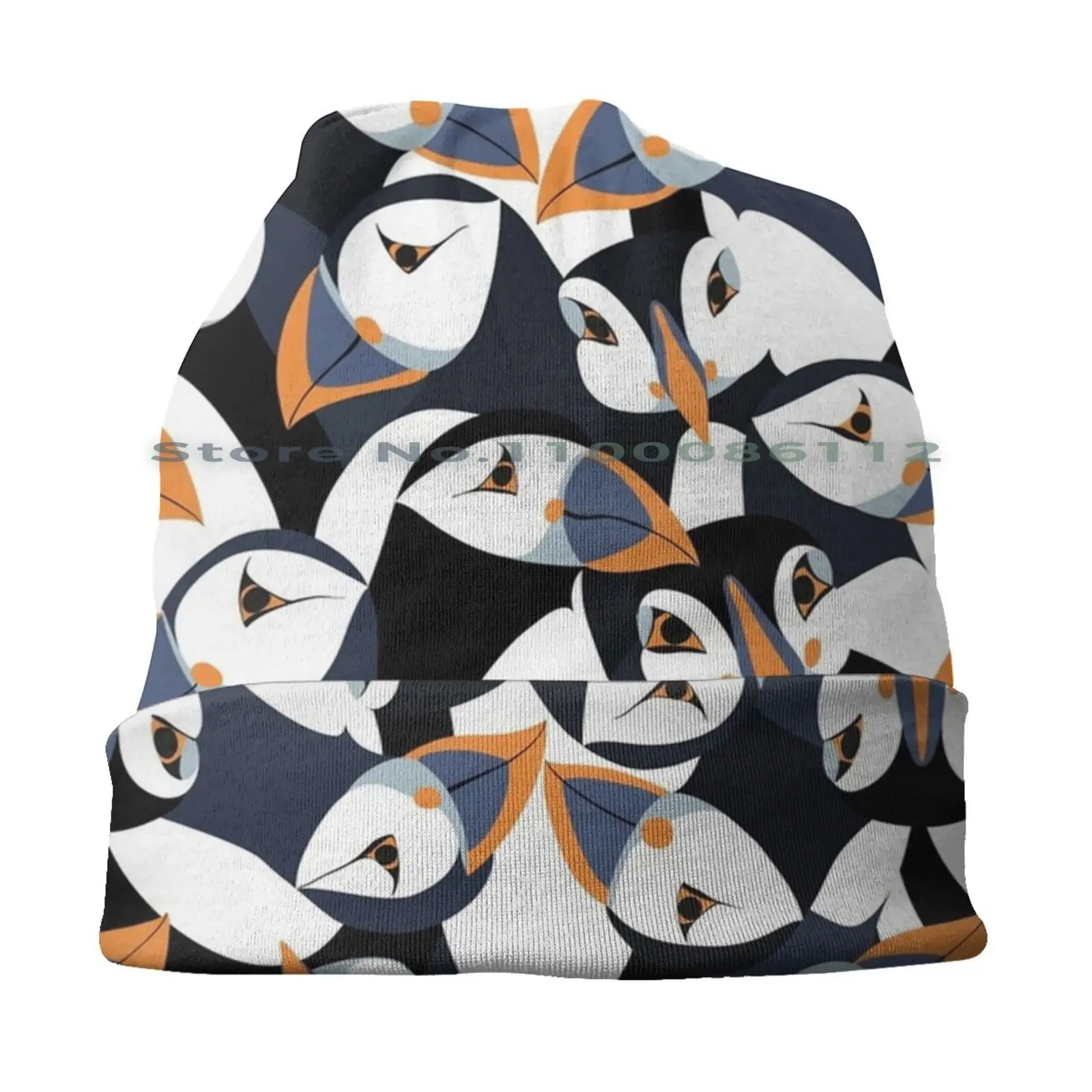 Puffins With Orange Beaks Bucket Hat Sun Cap Cute Happy Puffling Nature North Vector Orange Wildlife Pattern Snow Zoo Alaska