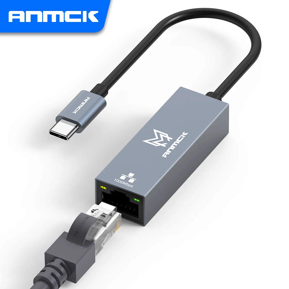 Anmck USB C Ethernet Network Adapter USB to RJ45 USB Ethernet Adapter For Laptops Macbook Pro/Air USB Ethernet Network Card