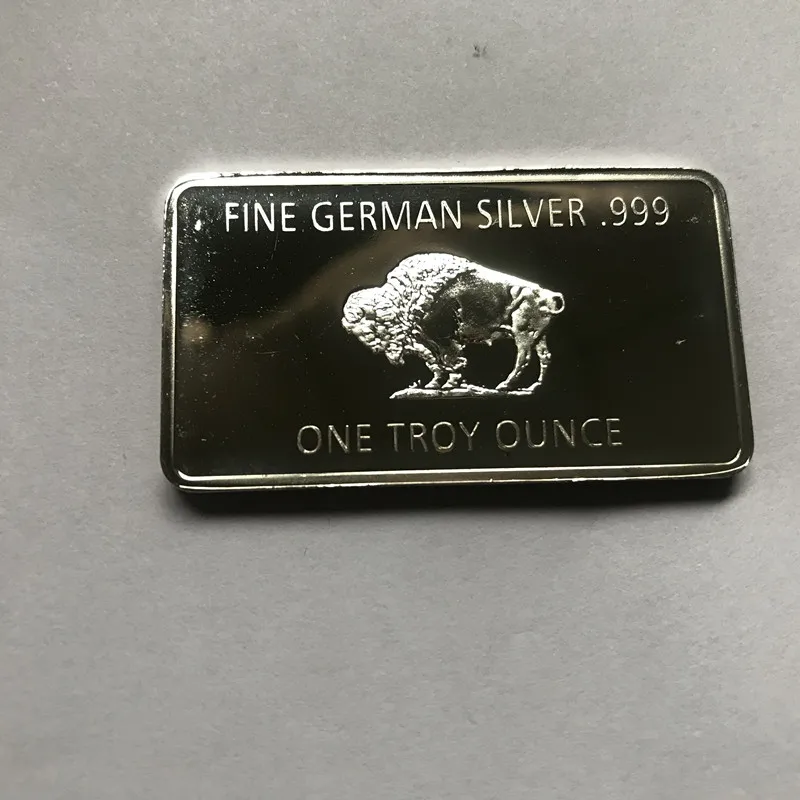 

100 Pcs Non Magnetic Buffalo 1 OZ Silver Plated Coin Yellow Stone Park Animal Ingot Badge 50 Mm x 28 Mm Collectible Bars