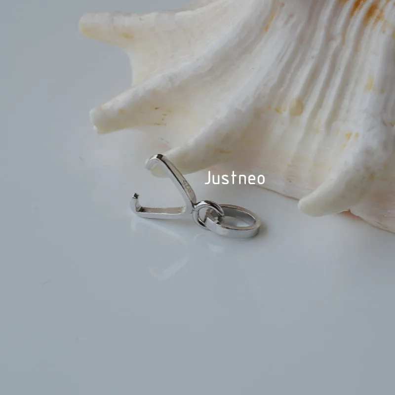 13mm solid 925 sterling silver bail pendant connector, pinch bail with ice-pick for necklace & pendant silver jewelry, 1 piece