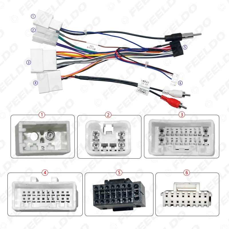 FEELDO Car Stereo 16pin Wiring Harness For Toyota Prado/Sienna/Sequoia/Tundra/RX330/RX300 Audio Wire Adapter