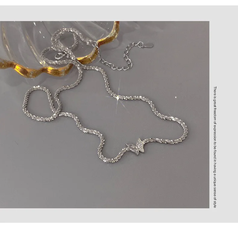 Sparkling Neck Chain Clavicle Chain  Temperament Flash Women's  Butterfly Necklace TENNIS NECKLACE Necklace for Women