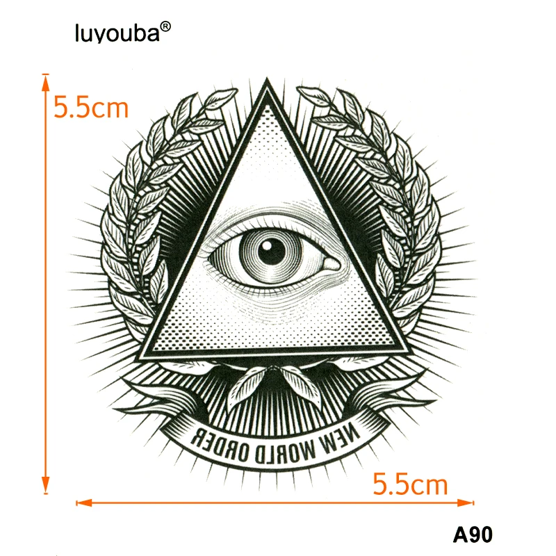 Eyes New World Order Waterproof Temporary Tattoos Men Tatuajes Temporales Glitter Tattoo Sleeve Tatoo Henna Tatuagem Art Tattoo