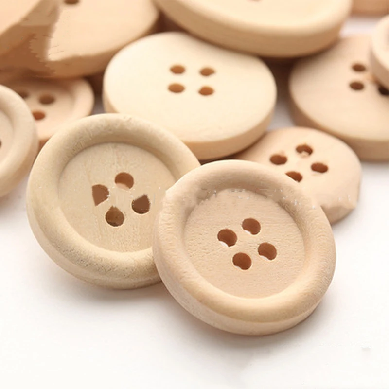 50Pc/4 Hole Natural Wood Button handmade DIY Sewing Buttons Clothing Decoration Wedding Decor Handmade Crafts Sewing Accessories