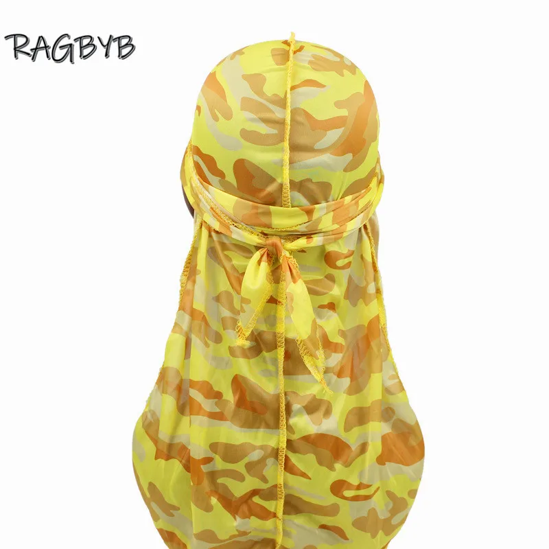Neue Camo Print Seide Durag Bandanas für Männer Seidige Durags Lange Schwanz Welle Kappe Kopf Schal Frauen Hut Headwrap Durag – Detail 9