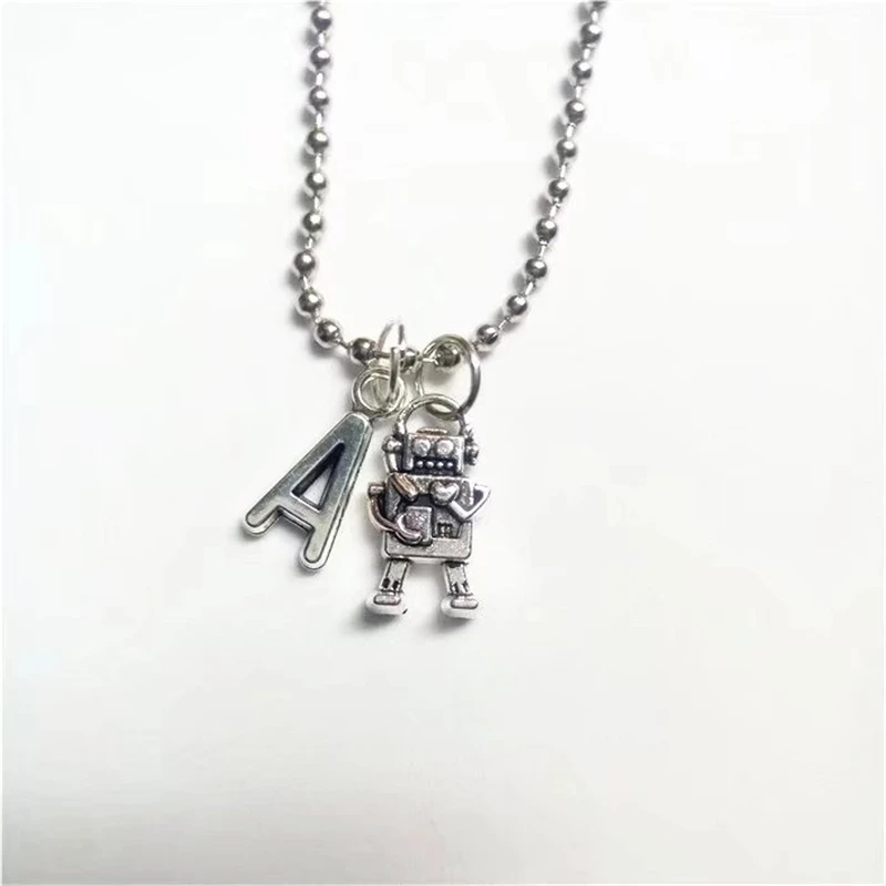 Decoration Gift, Initial Robot Necklace, 3D Robot Dancer With Letter Initial, Robot Man Necklace, Boy Gift, Steampunk