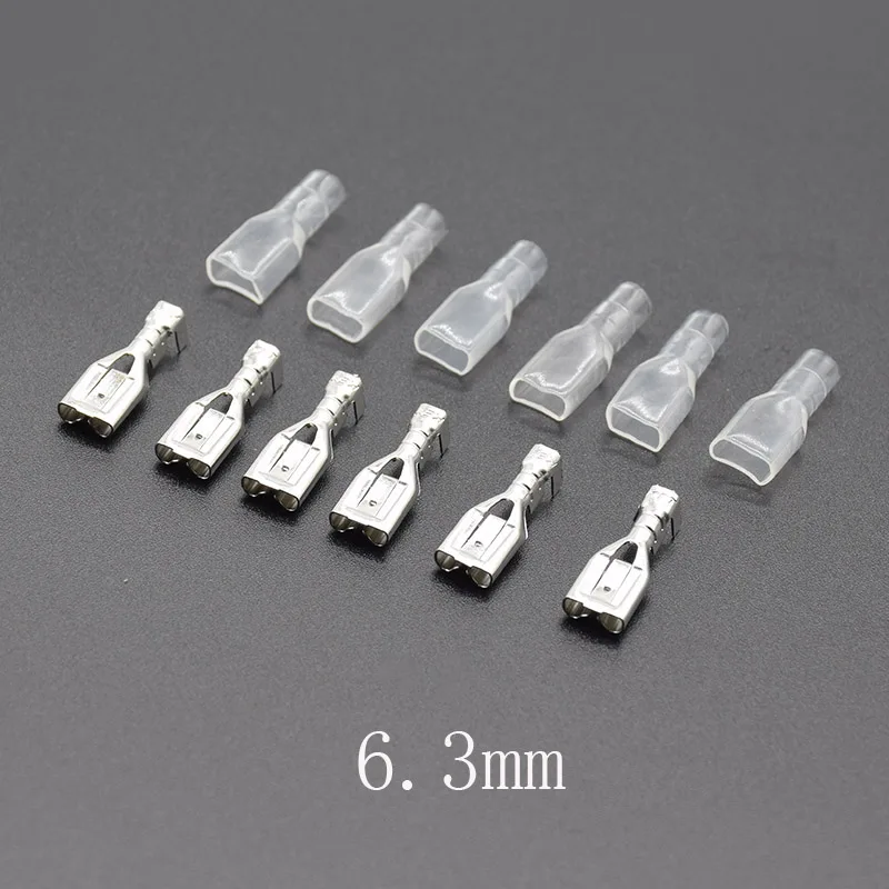 100pcs/50pcs Female Spade Connector 2.8 /4.8 /6.3 Crimp Terminal with Insulating Sleeves For Terminals 22-16AWG