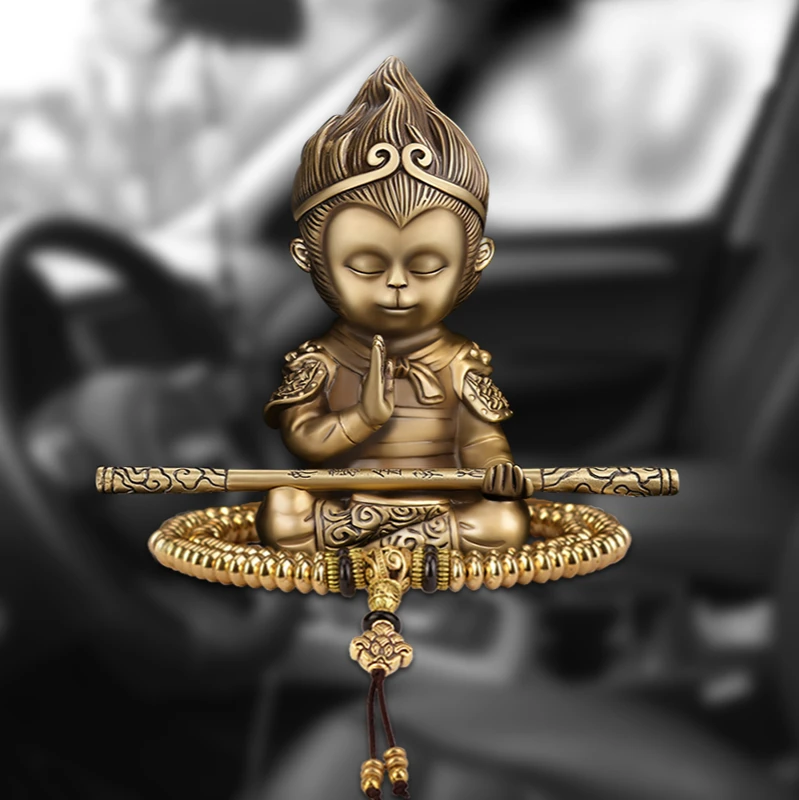 Car Decoration Car Accessories High-End Creative Atmosphere Copper Sun Wukong Qi Tian Da Sheng Car Supplies Home Decoration