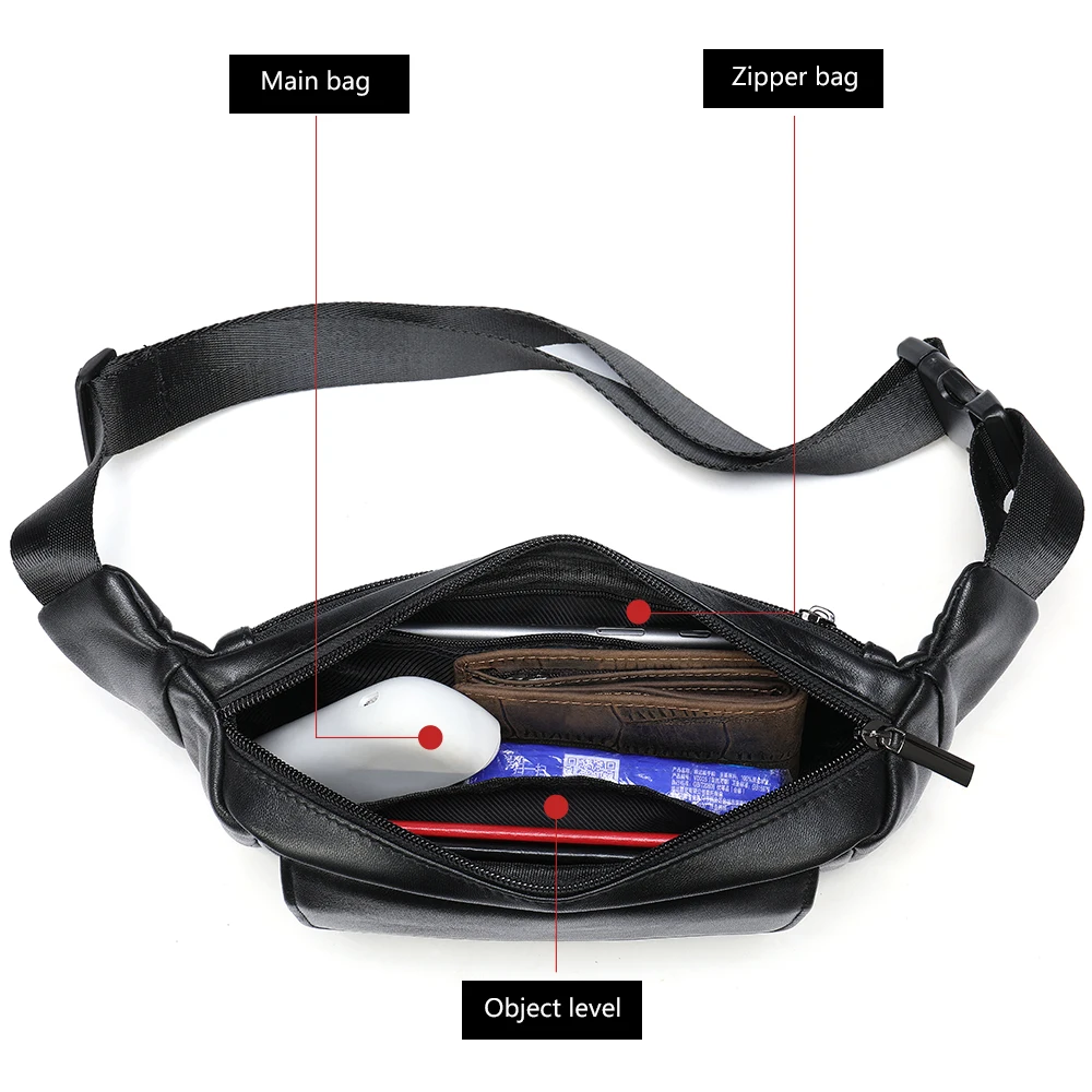 MVA Men\'s Waist Bag For Men Leather Genuine Travel Belt Bag Leather Fanny Pack Men Small Waists Bags Mens Shoulder Fashion  7312