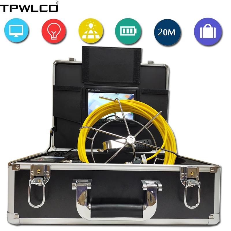 

20-50m 7inch Pipe Inspection Camera Endoscope System 8GB Card With DVR Function 6.5mm Industrial Pipeline Camera Head