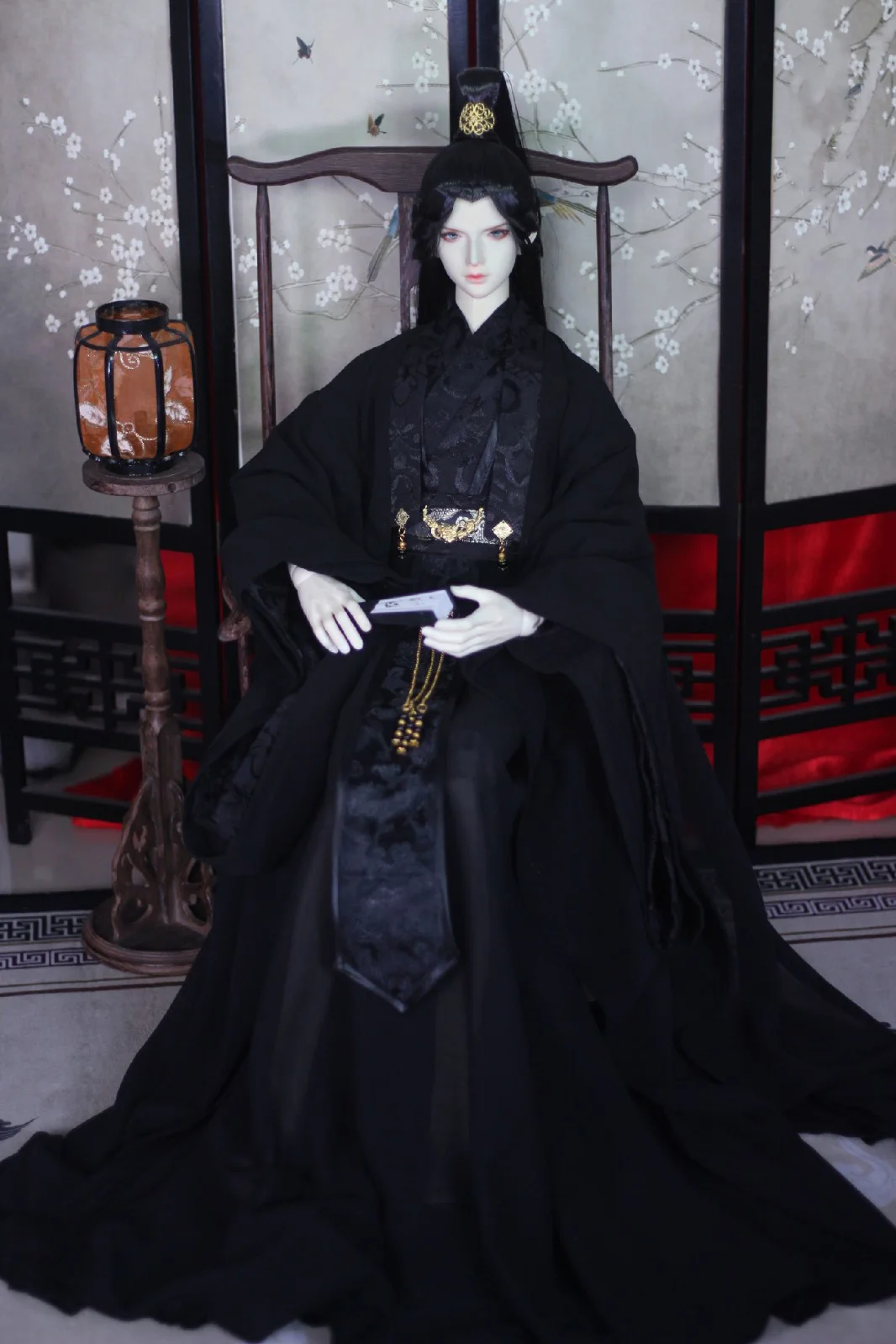 1/3 BJD Clothes Doll Accessories Chinese Ancient Costume Hanfu Samurai Black Dress for BJD/SD SD13 EID 80cm Strong Uncle C0731