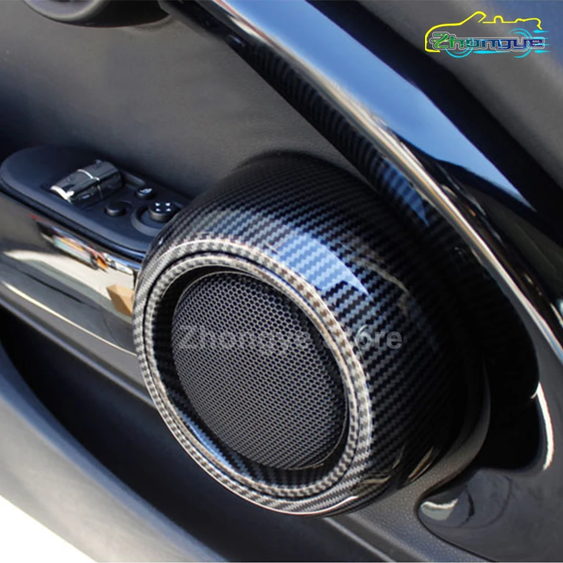 Car Door Speaker Protective  Decorative Cover Shell Carbon Style Sticker For BMW MINI ONE Cooper JCW F55 F56 F57 Accessories