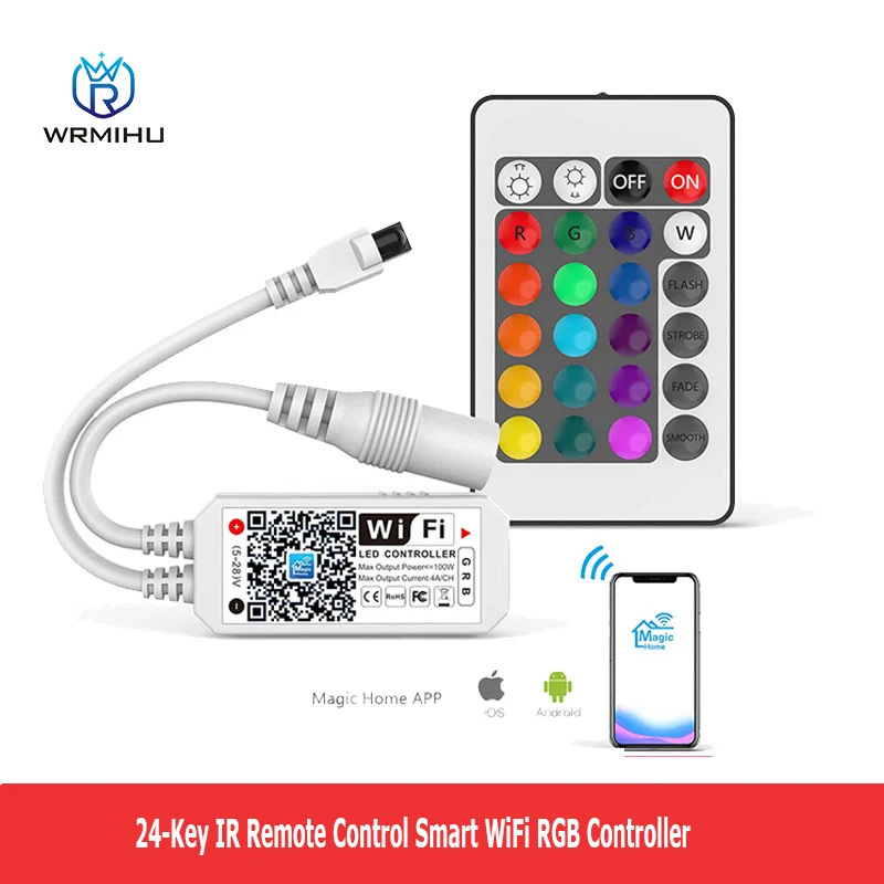 DC5V-28V Mini 24-Key  Sound Source Lighting  Infrared IR Remote Control Alexa Music WiFi Controller