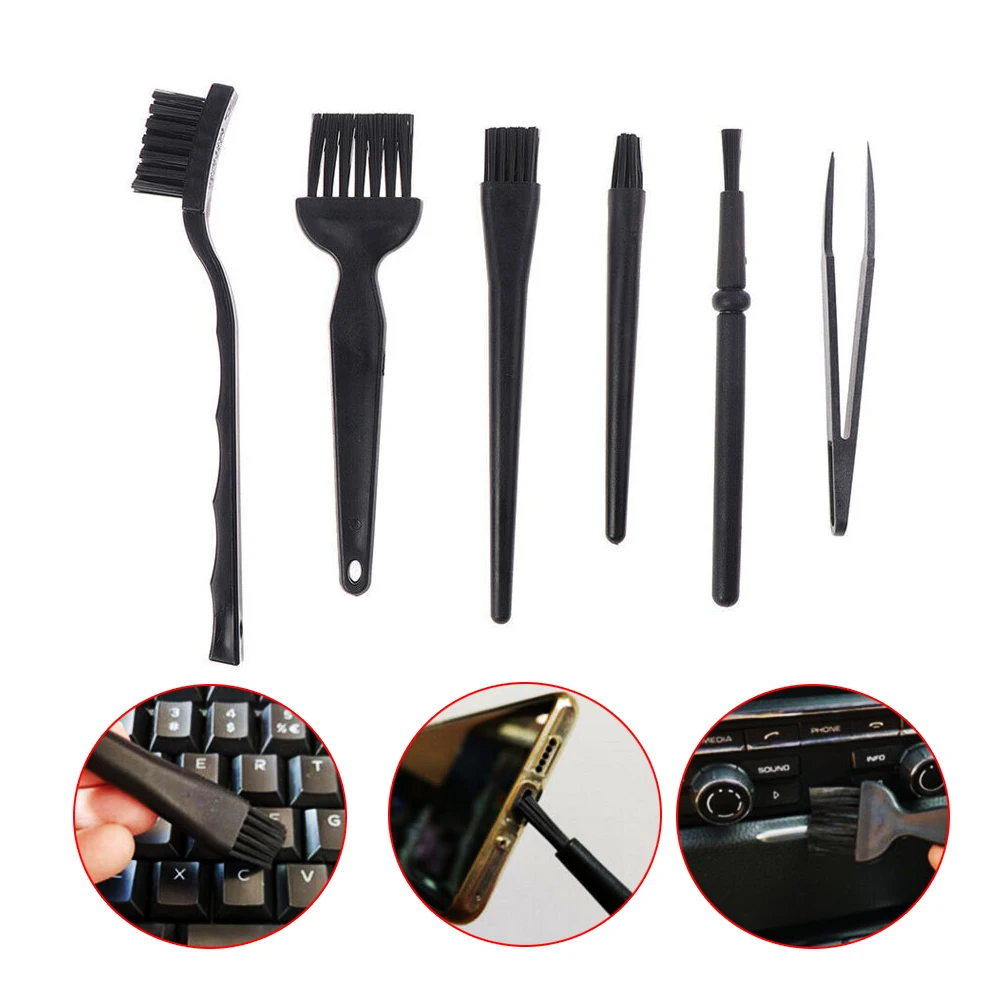 6Pcs Anti Static Keyboard Cleaning Kit Black Plastic Laptop PC Dust Cleaner Brush Window Cleaner Supplies Tools