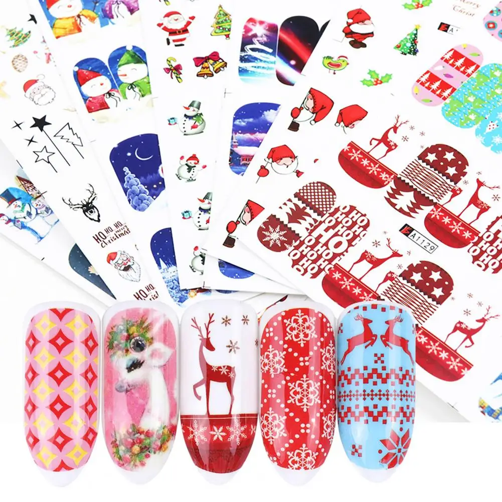 Nail Sticker Gloss 3D Effect Christmas Patterns Winter Xmas Nail Sticker Accessories Transfer for Manicure