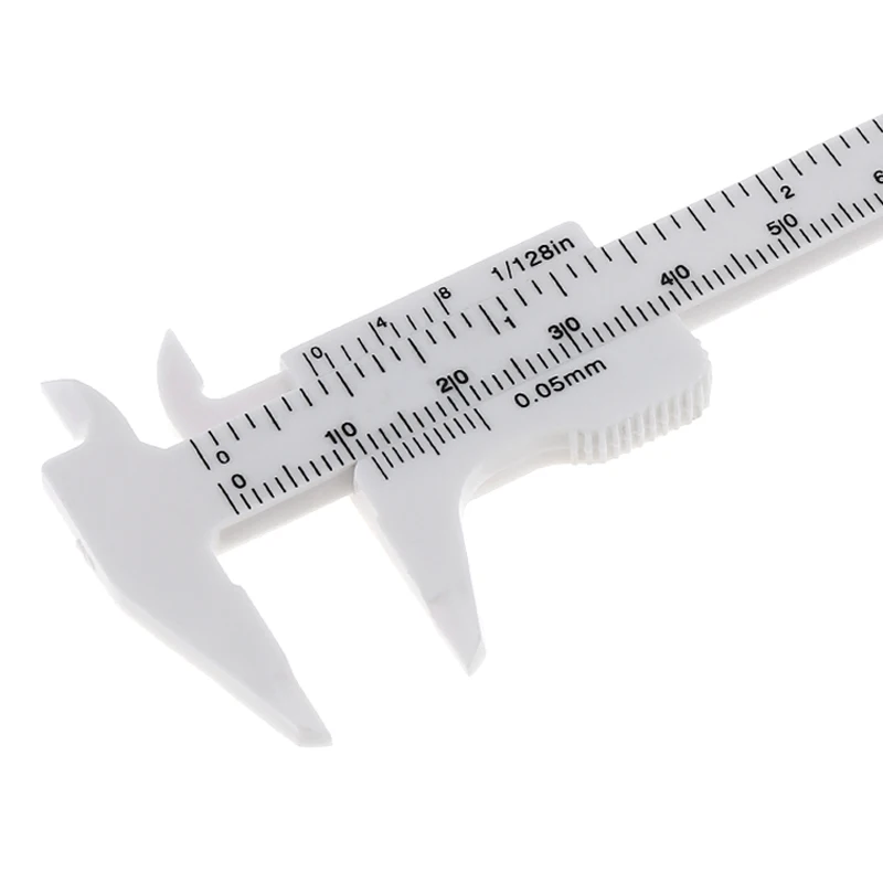 0-80mm Double Scale White Plastic Vernier Caliper with Orange Mini Measurement Tool for Students Antique Measurement