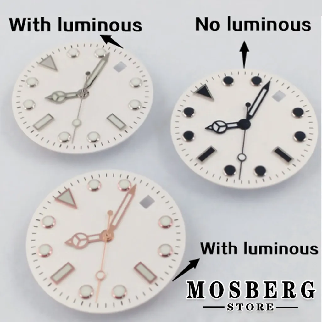 White 28.5mm Sterile Luminous Watch Dial With Watch Hands For NH35 NH36 ETA 2824 2836 Miyota 8215 8205 DG2813 3804 Movement