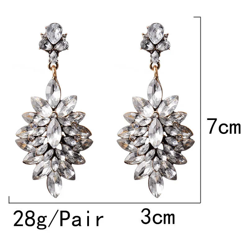 New Crystal Transparent Rhinestone Drop Earrings Women Fashion Jewelry Boho Style Exaggerated Female Pendant Earrings