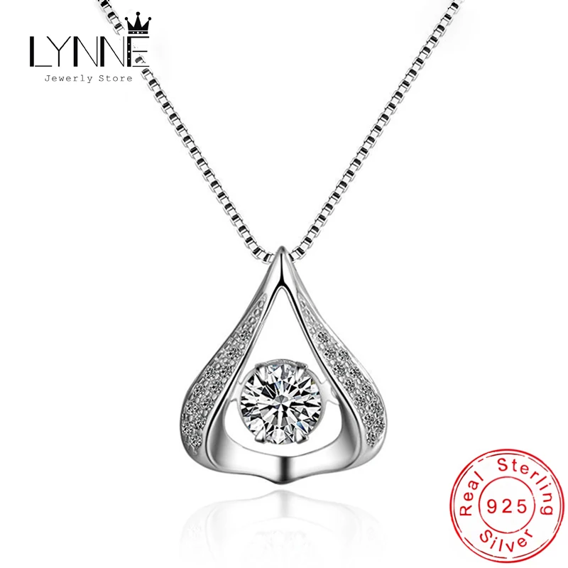 New Elegant Dance Zircon Triangle Water Drop Pendant Necklaces 925 Sterling Silver Women Jewelry Fashion Rhinestone Charm Choker