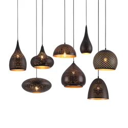 Vintage Pendant Lamp Industrial Wind  Black/Iron Loft Nordic Porous  Retro E27 Lampshade Bar Cafe Restaurant Lamp Hanging Lights