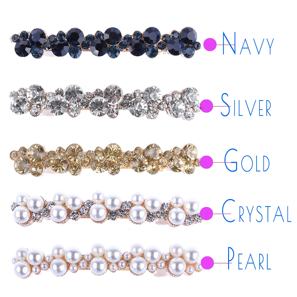 Hot Sale 5 Colors Korean Crystal Pearl Elegant Women Barrettes Hair Clip Hairgrips Hairpin Girls Hair Accessories Dropshipping