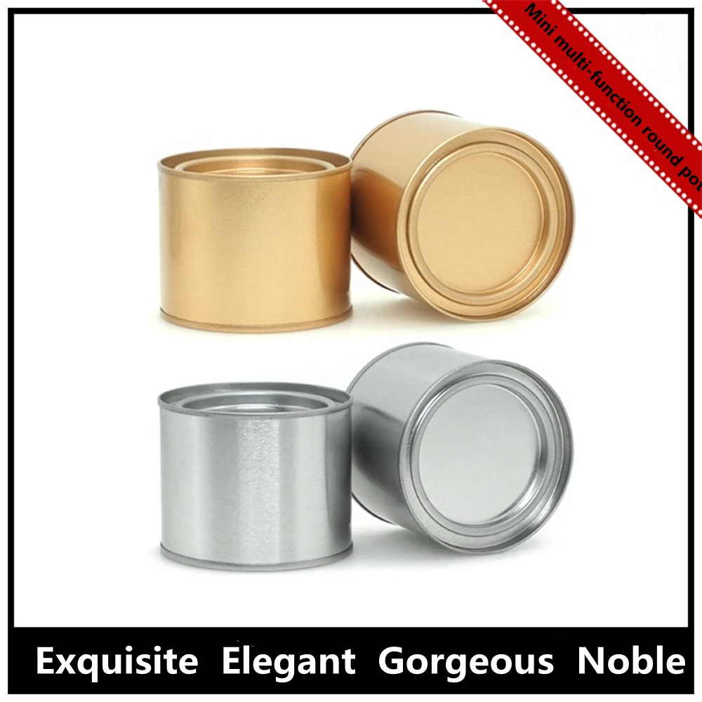 

2Pcs/Set of Round Sealed Metal Tea Box with Lid 250ml Mini Multifunctional Portable Kitchen Storage Accessiories Container Cans