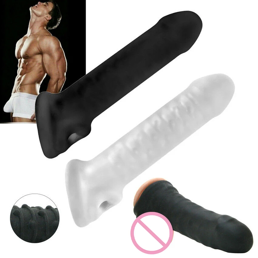 Penis Dildo Sleeve Extender Enlarger Sheath Reusable Condom Cock Extension Cover Sex Toys For Men Juguetes Sexulaes Sex Shop