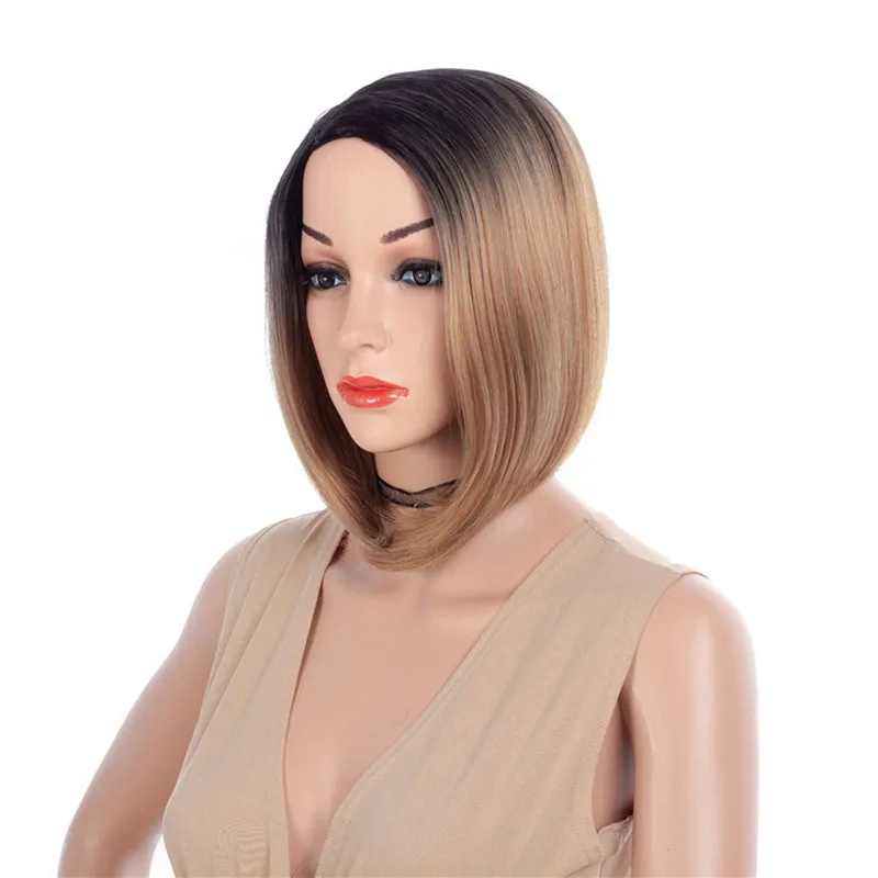 Women Short BOB Black Wine red Mix Wig Shoulder Synthetic Wig for Women Heat Resistant Fiber for Daily Use