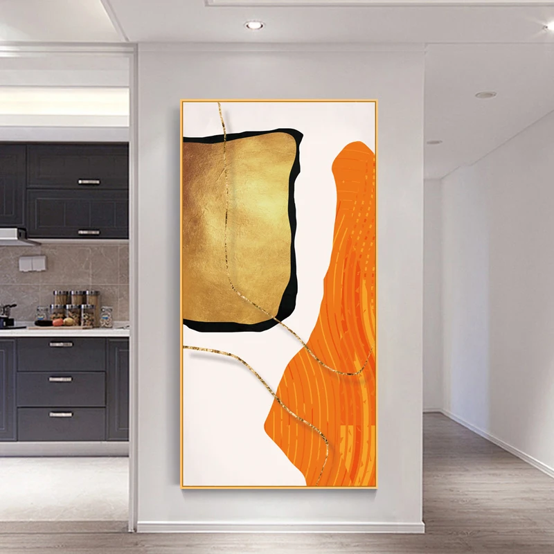 

EECAMAIL 5D DIY Modern Luxury Diamond Painting Orange Art Full Diamond Vertical Aisle Corridor Diamond Embroidery No Frame