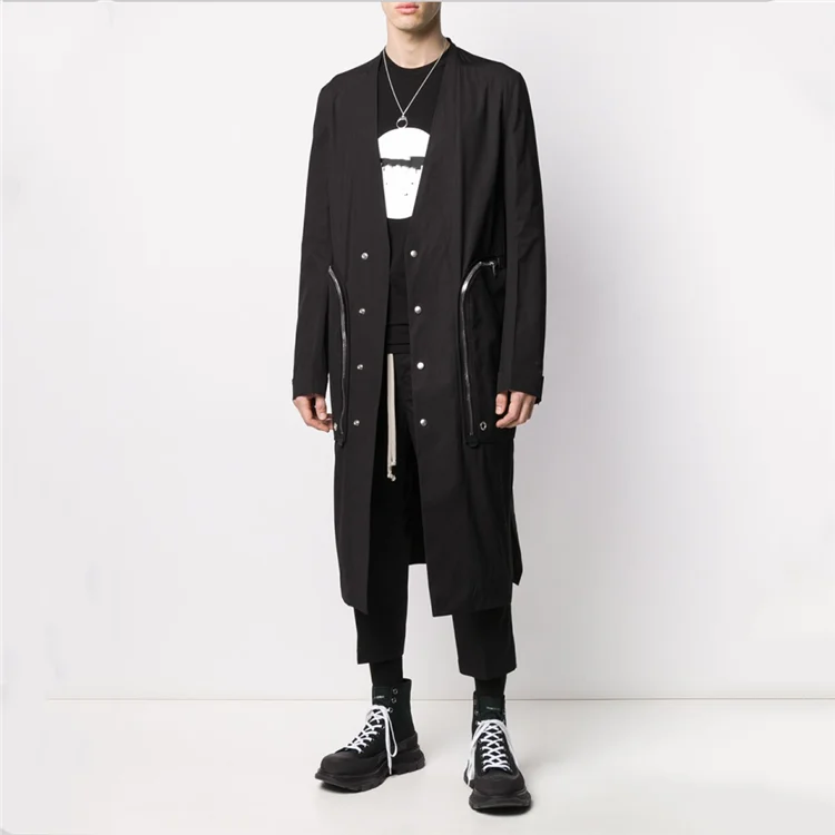 S-7X!!2023 autumn new men loose versatile trench coat youth fashion long coat long sleeve casual jacket