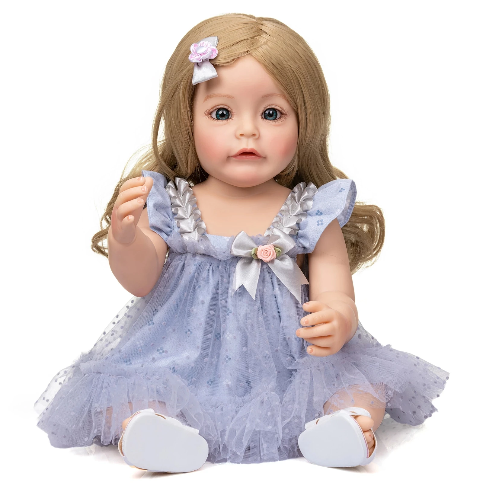 

Bebes doll with 55CM Sue-Sue FUll body Silicone Reborn Toddler Girl Princess Hand-detailed Paiting waterproof Toy for Girls