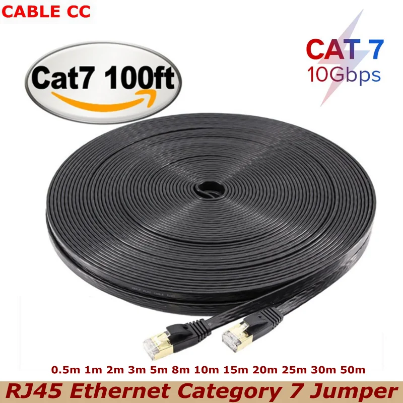 0.5-50m RJ45 CAT7 10000Mbps Flat UTP LAN Cable for Gigabit Ethernet Cable Network Cable for Modem Router Patch Cord CAT7 10Gbps