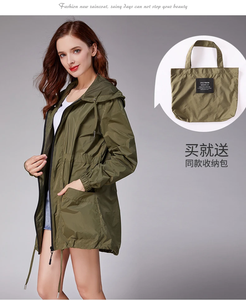 Fashion Rain Cover Raincoat Women Waist Short Waist Windbreaker Light Portable Travel Water Jacket