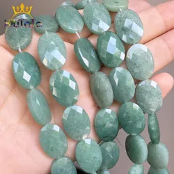 13*18mm Natural Faceted Stone Beads Oval Green Aventurine Jades Beads For Jewelry Making DIY Bracelet Ear Studs Accessories