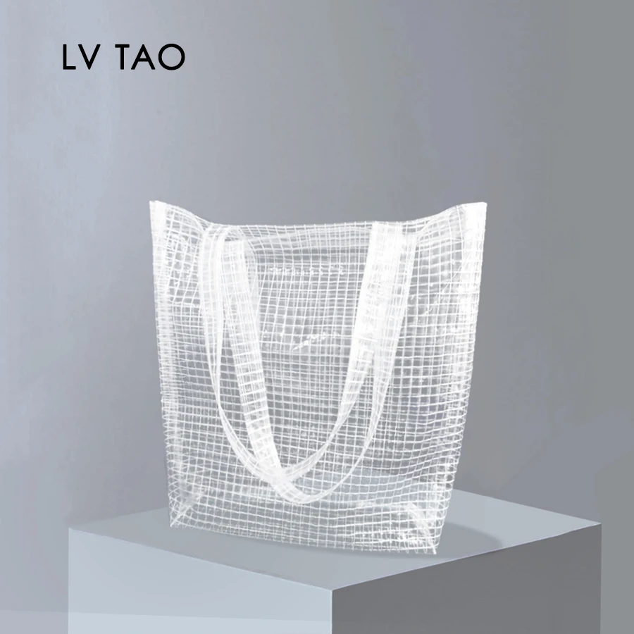 PVC Transparent Clear Bag, Summer Tote Pool Beach Bag Water-Resistant, Shopping Market Bag Shoulder Bag Handbag Gift for Her