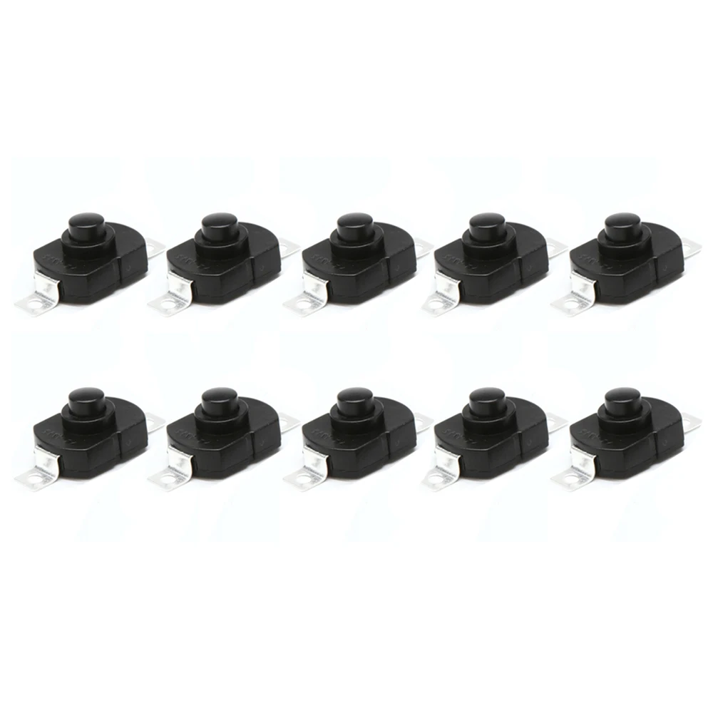 

10pcs DC 250V 1.5A Black On Off Mini Push Button Switch for Electric Torch