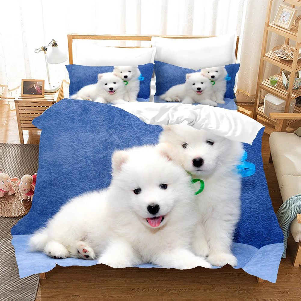 

3D Samoyed Bedding Sets Duvet Cover Set With Pillowcase Twin Full Queen King Bedclothes Bed Linen