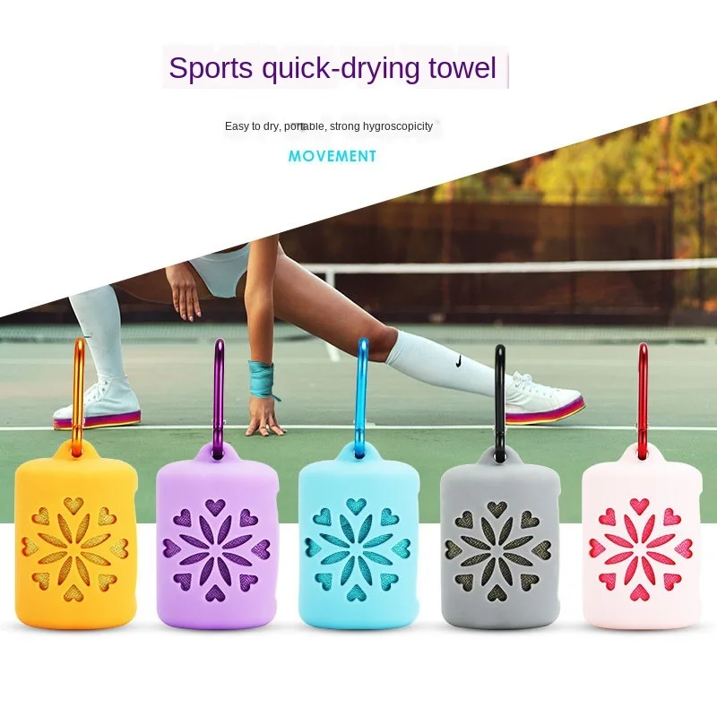 Quick Drying Cooling Microfiber Towel Instant Cooling Relief Sports Portable Yoga Gym Pilates Running Travel Towel Silicone Bag