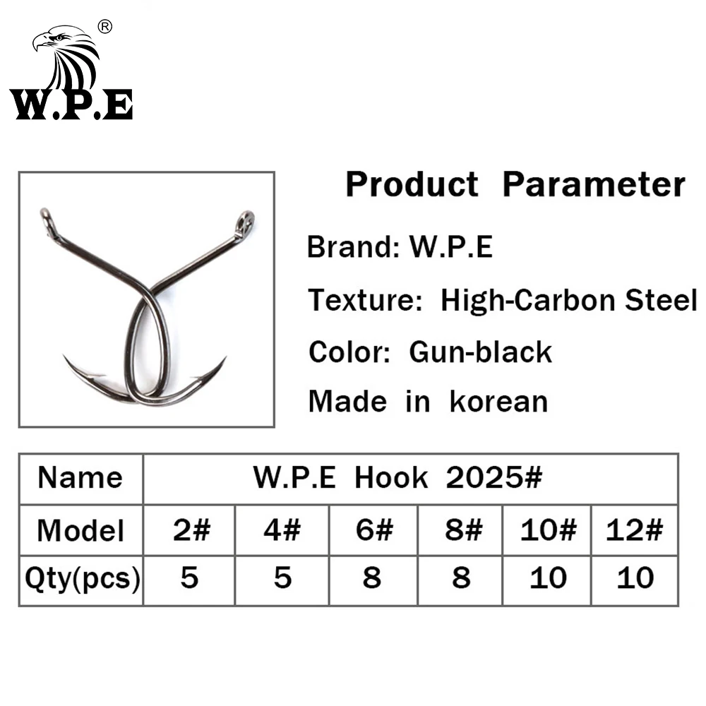 W.P.E marka yayın balığı kanca 5-10 adet/paket yüksek karbonlu çelik balıkçılık kanca 2 #-12 # çok keskin kanca dikenli yayın balığı kanca olta