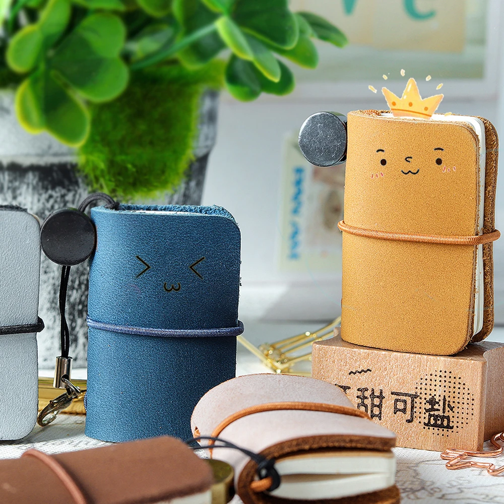 

Handmade Genuine Leather Notebook Mini Travel Journal Vintage Decoration Retro Pendant Little Diary Cute Stationery