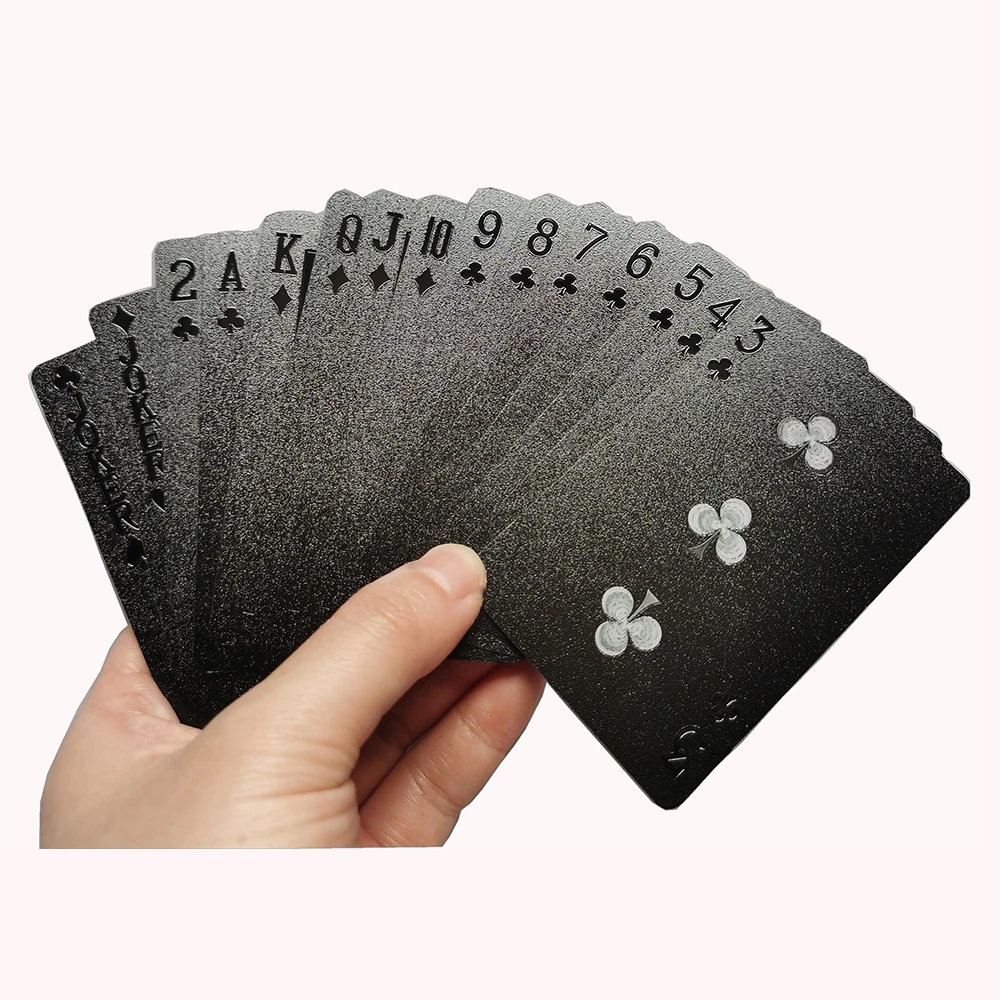 Black Waterproof Back Matt Finish Magic Plastic Poker Card Playing Collection Dark Diamond Poker Card Board Games Creative Gift