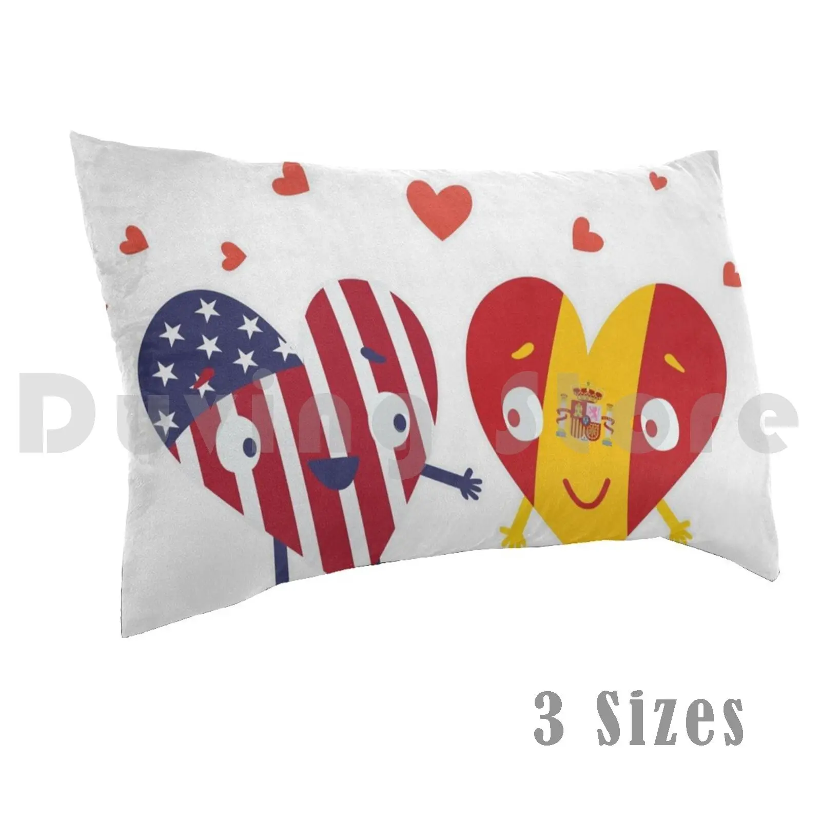 Spain American And Spanish Flag Hearts I Espanol Design Pillow Case Printed 50x75 Spanish Flag Spain Flag Us