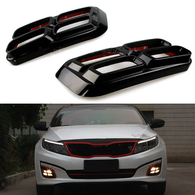 Fit For Kia K5 Optima 2014 2015 Car Front Fog Light Four Eyes Frame Cover Trim Stickers Exterior Car Styling Bezel Accessory