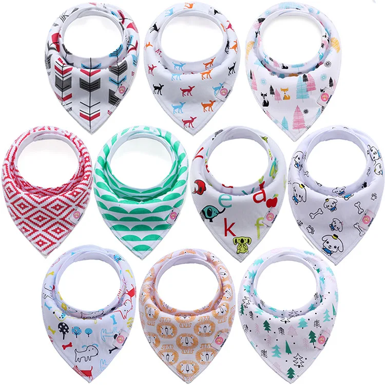 10 Pcs/Lot Baby  Bibs Extra Soft Natural Cotton Baby Drool Bib Towel  Saliva Triangle Dribble Saliva Towel For Baby Girls Boys