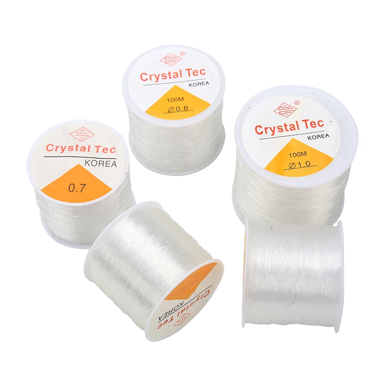 100 metros forte cristal miçangas cabo estiramento 0.5 0.6 0.7 0.8 1mm linha elástica cordas fio diy pulseira jóias fazendo