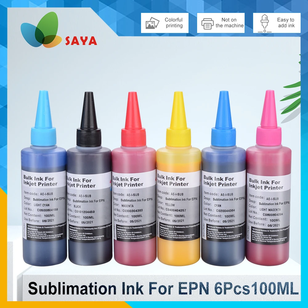 100ml Sublimation stinte für epson l805 l210 l355 l1800 et2720 Drucker kit für Becher becher/T-Shirt Wärme übertragungs tinte 6 Farben/Set